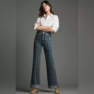 NWT! The Austyn High-Rise Cuffed Wide-Leg Jeans by Pilcro: Printed Edition 🦢